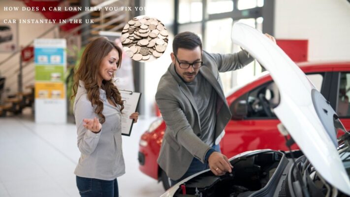 In this picture, you can a man repair car and women making list cost budget